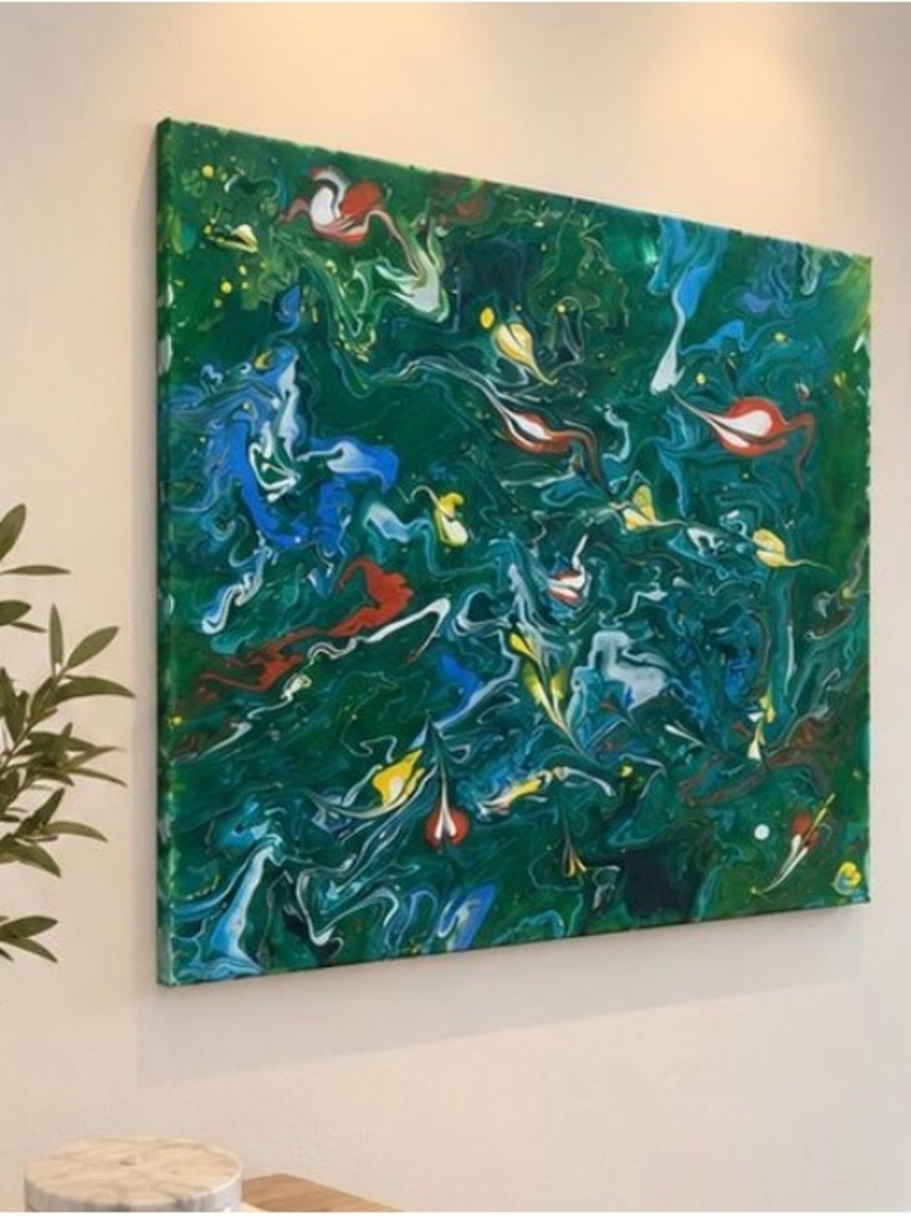 Hand Painted by me 16”x 20” Light Canvas Art Abstract Acrylic Painting - Picture 4 of 4